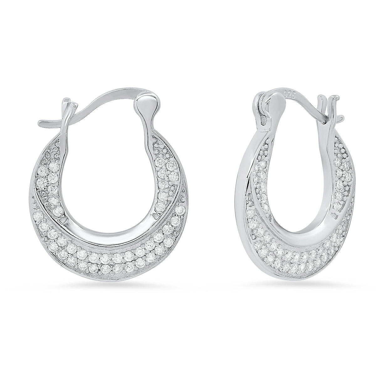 Ladies Sterling Silver And Simulated Diamond Mini Door Knocker Earrings Earrings - DailySale