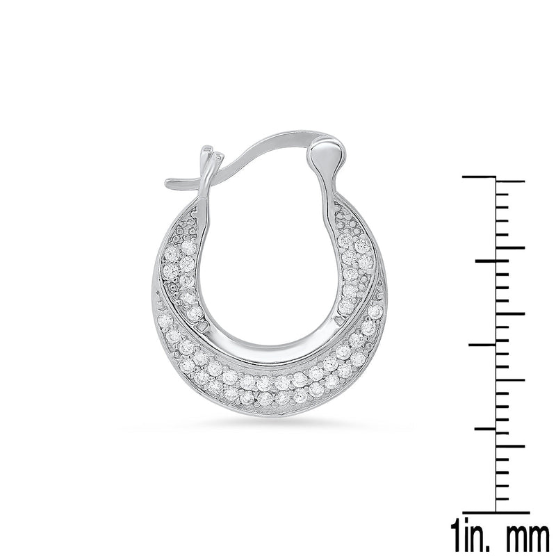 Ladies Sterling Silver And Simulated Diamond Mini Door Knocker Earrings Earrings - DailySale