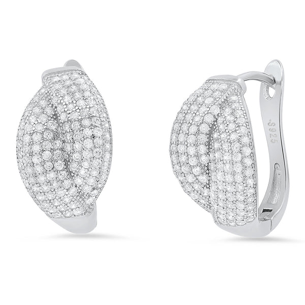 Ladies Sterling Silver and Simulated Diamonds Braid Hoops Earrings Earrings - DailySale