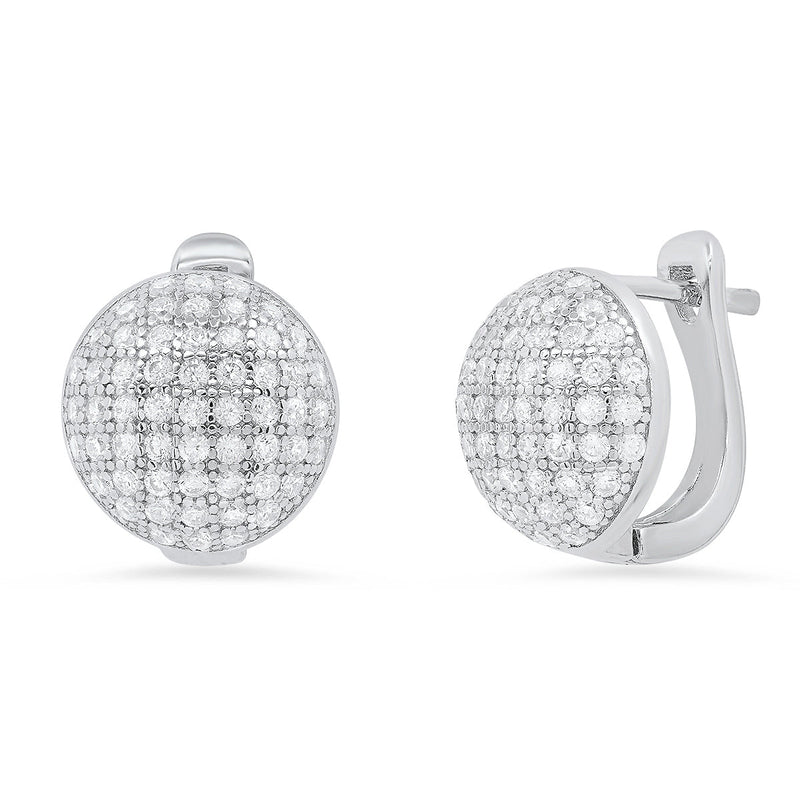Ladies Sterling Silver and Simulated Diamonds Round Huggie Earrings Earrings - DailySale