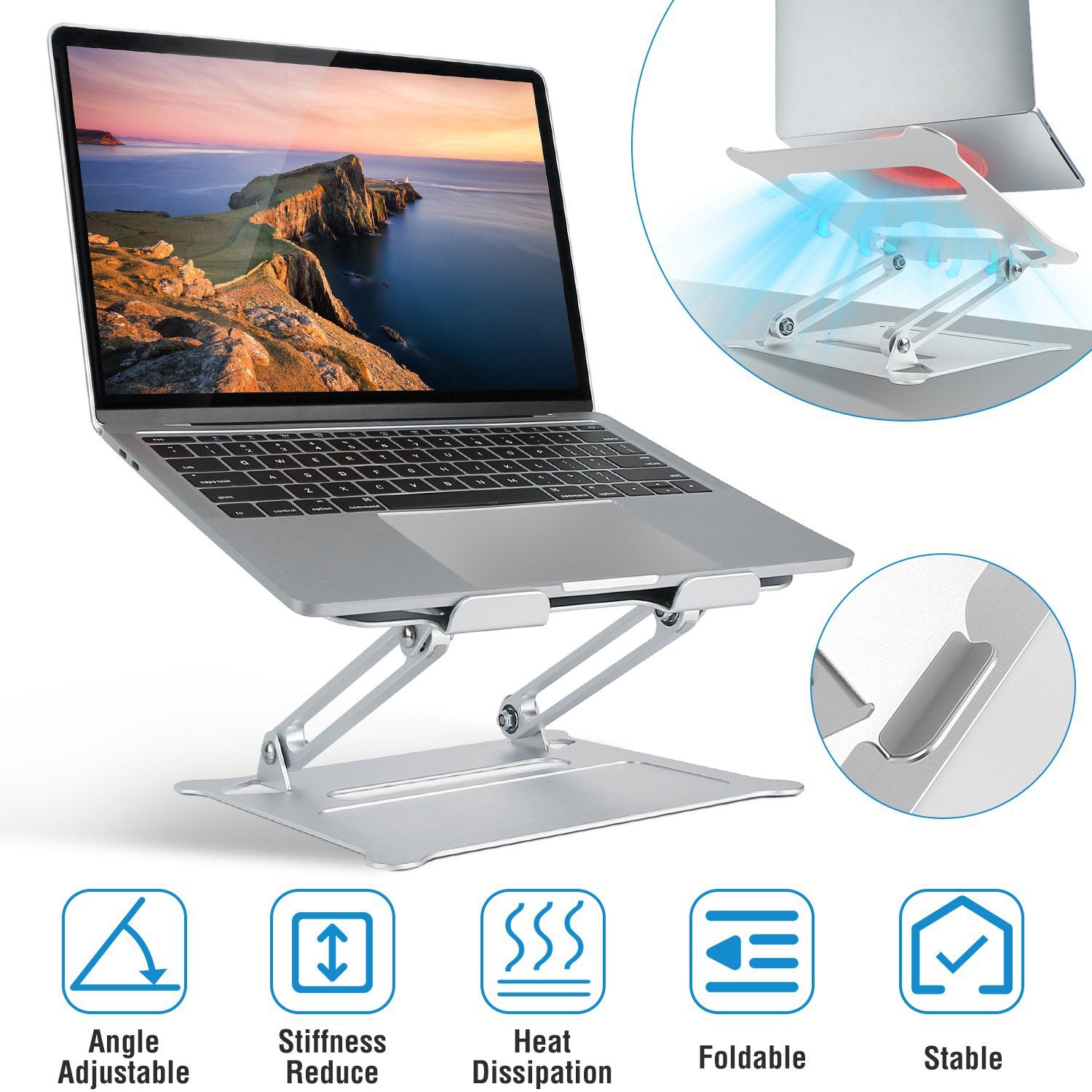 Laptop Stand Aluminum Angle Adjustable Computer Holder Riser Heat Vent Computer Accessories - DailySale