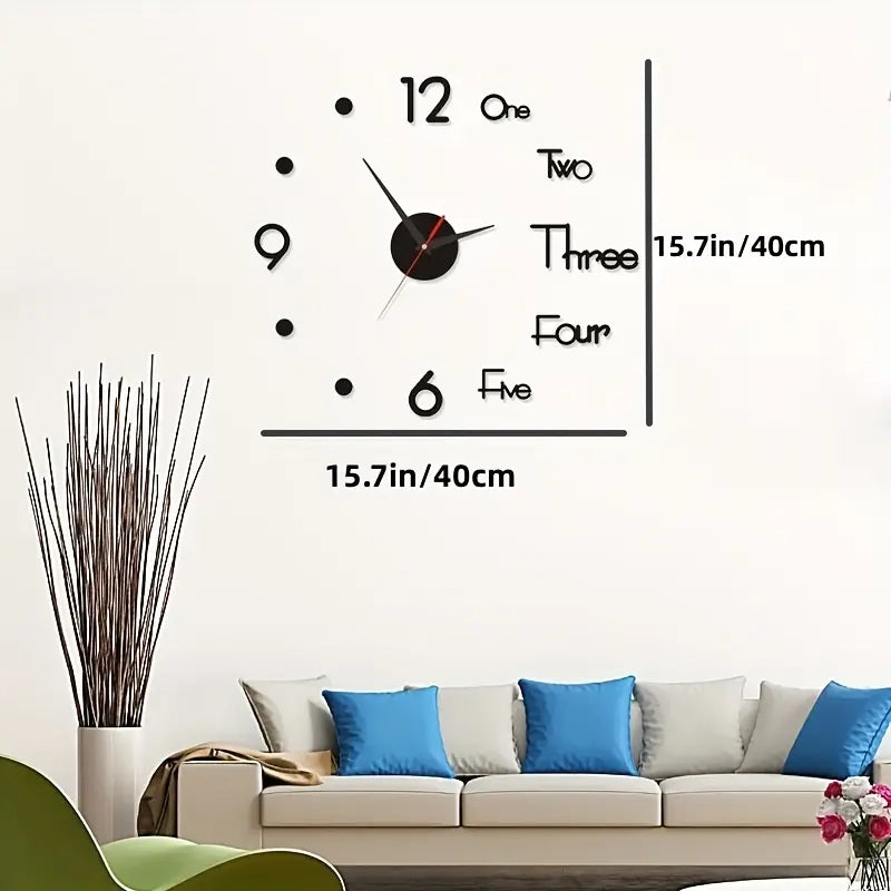 Large 3D Frameless Wall Clock Stickers Arts & Crafts - DailySale