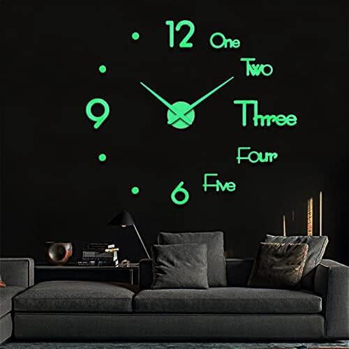 Large 3D Frameless Wall Clock Stickers Arts & Crafts Luminous - DailySale