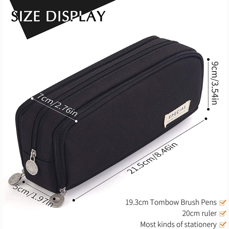 Large Capacity 3 Compartment Pouch Pencil Case Everything Else - DailySale