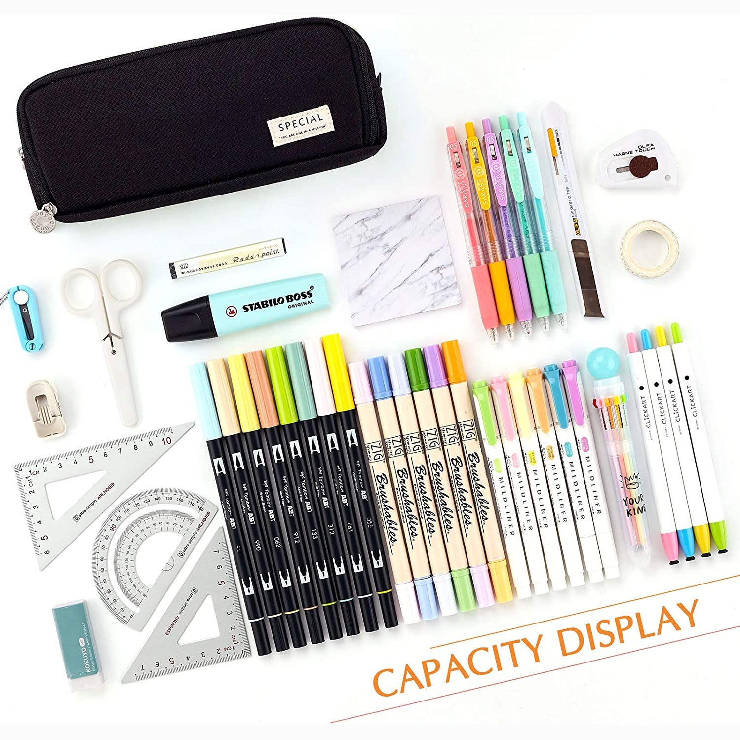 Large Capacity 3 Compartment Pouch Pencil Case Everything Else - DailySale