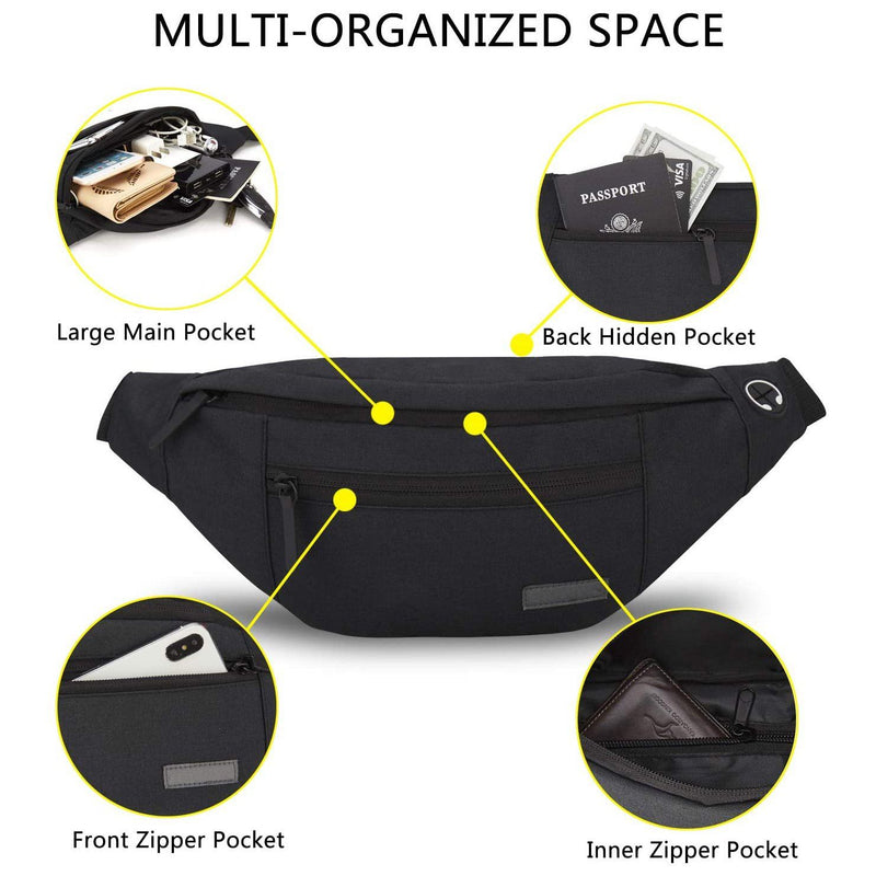 Large Crossbody Fanny Pack with 4-Zipper Pockets Bags & Travel - DailySale