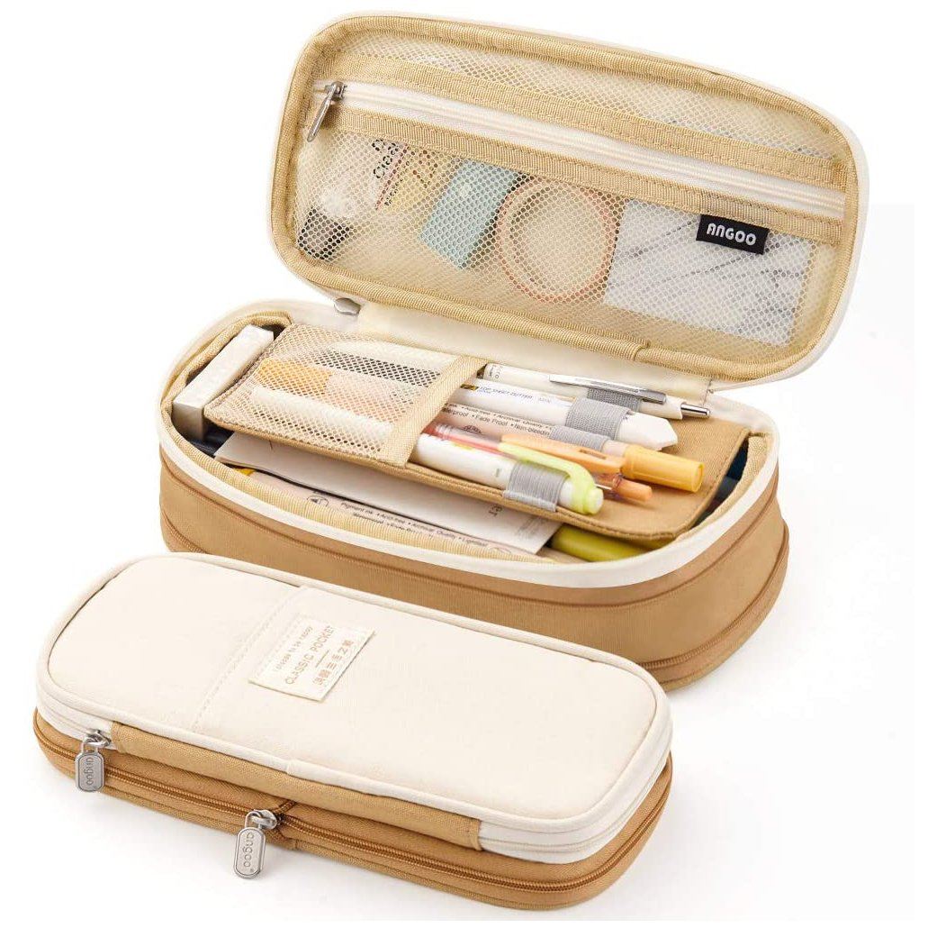 Large Folding Pen and Pencil Supplies Case Everything Else Khaki - DailySale