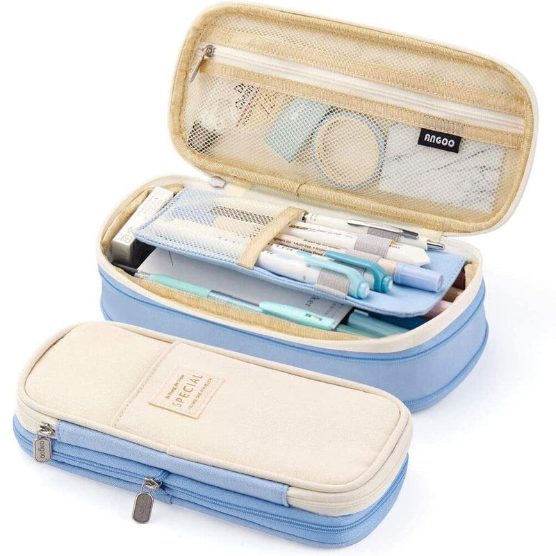 Large Folding Pen and Pencil Supplies Case Everything Else Light Blue - DailySale
