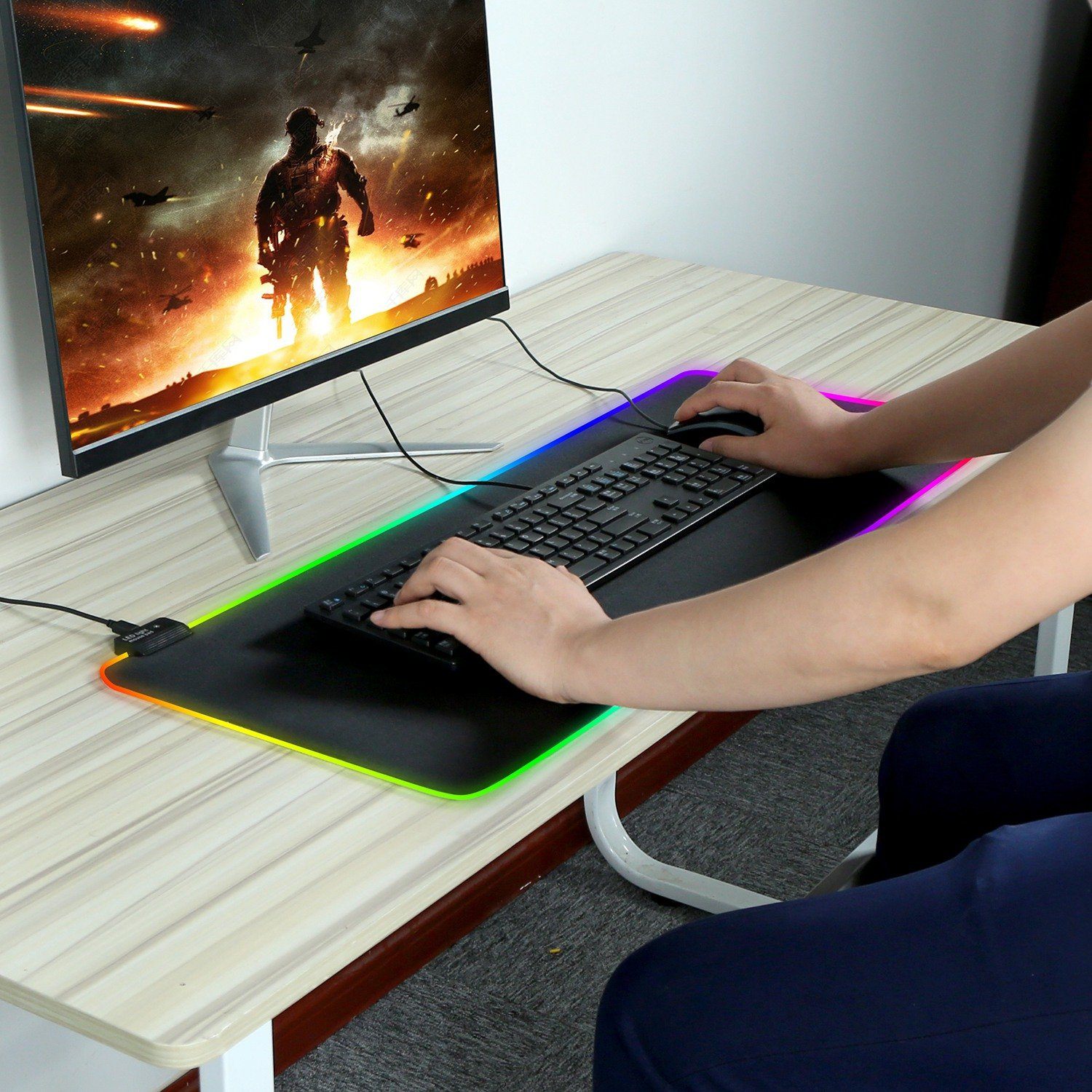 Large LED RGB Computer Keyboard Mouse Mat Computer Accessories - DailySale