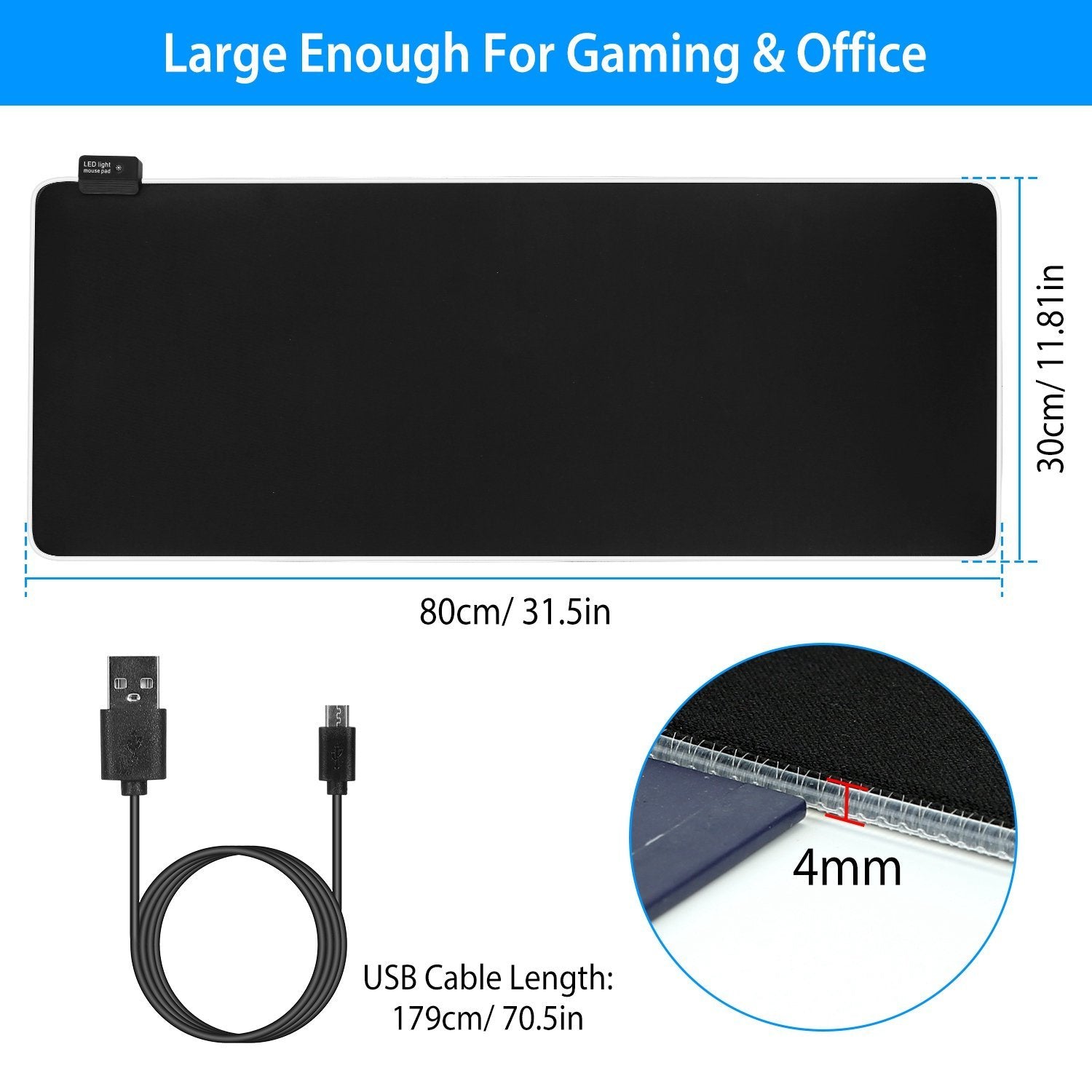 Large LED RGB Computer Keyboard Mouse Mat Computer Accessories - DailySale