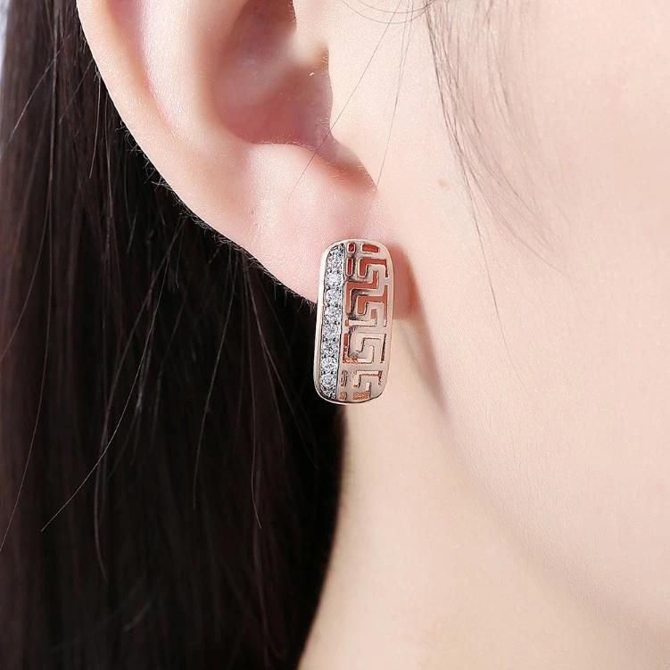 Laser Cut Swarovski Crystal Micro-Pav'e Lined Huggie Hoop Earrings Set in 18K Gold Earrings - DailySale