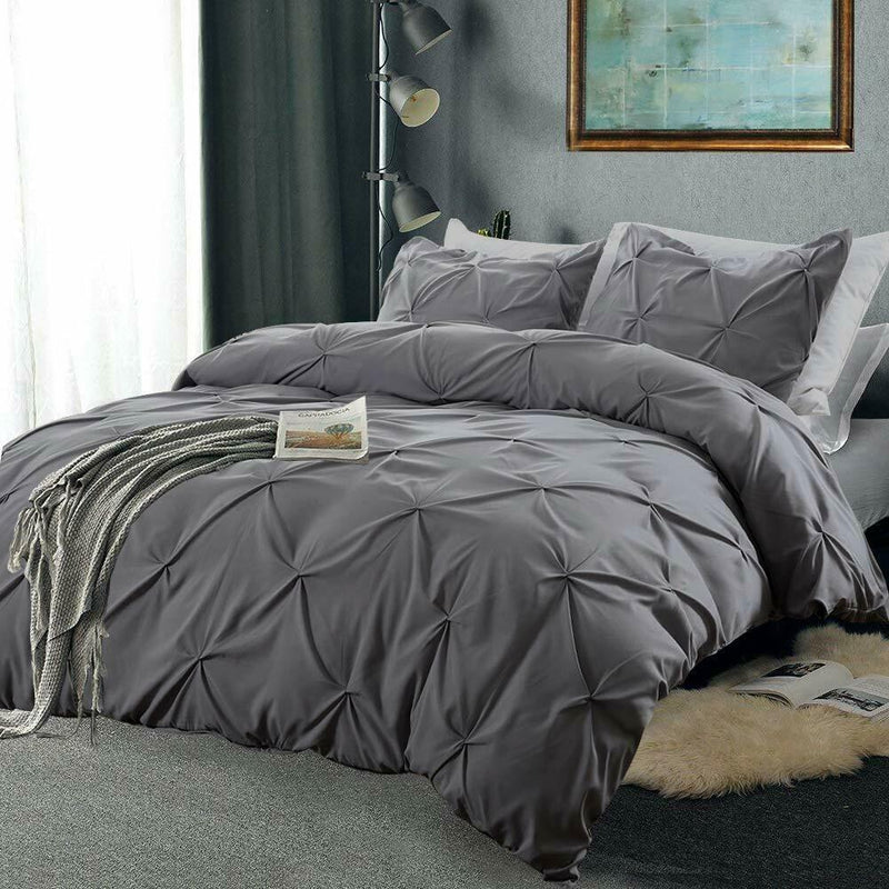 Laura's Lace 3 Piece Pintuck Pinch Pleated Duvet Cover Linen & Bedding - DailySale