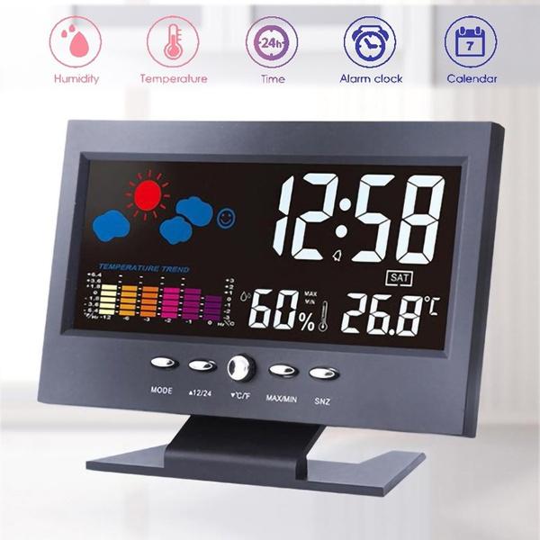 LCD Color Screen Digital Backlight Snooze Alarm Clock Household Appliances - DailySale