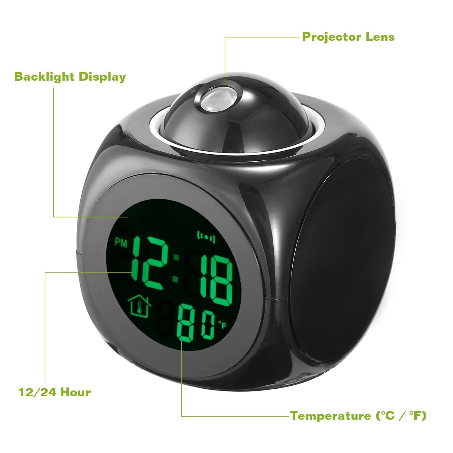 LCD Projection Alarm Clock with Voice Broadcast Function Household Appliances - DailySale