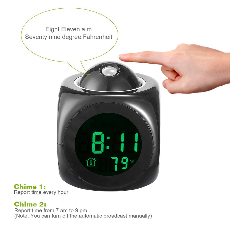 LCD Projection Alarm Clock with Voice Broadcast Function Household Appliances - DailySale