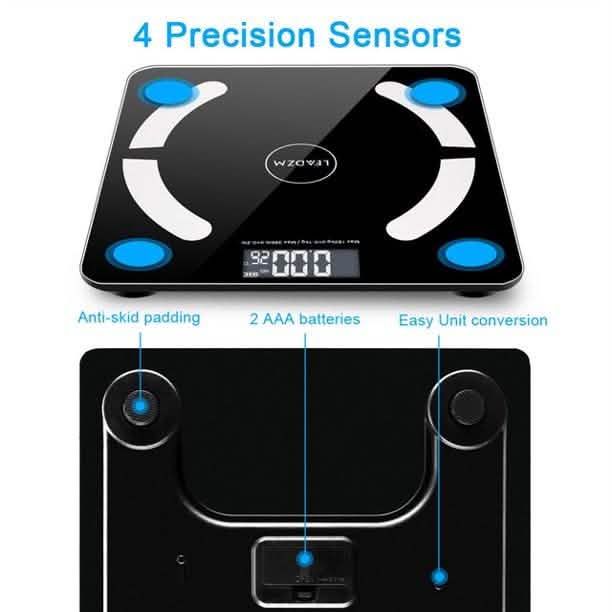 LEADZM Digital Bathroom Wireless Fat Smart BMI Body Composition Analyzer Health Monitor Sync Data Fitness - DailySale