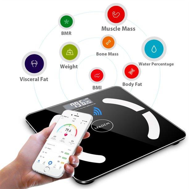 LEADZM Digital Bathroom Wireless Fat Smart BMI Body Composition Analyzer Health Monitor Sync Data Fitness - DailySale