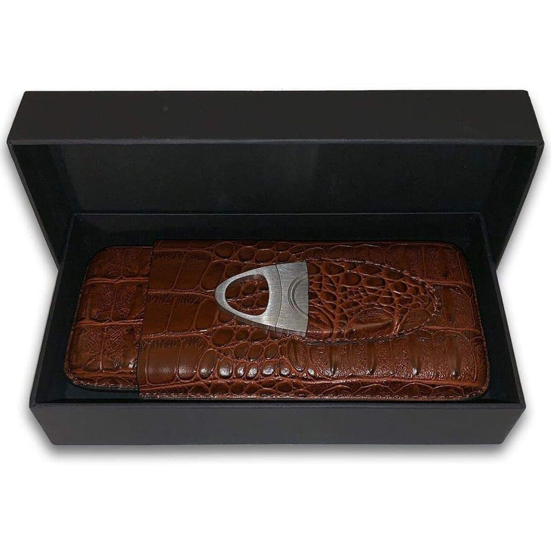 Leather Cigar Case by Mulling Room with Stainless Steel Cutter Everything Else - DailySale