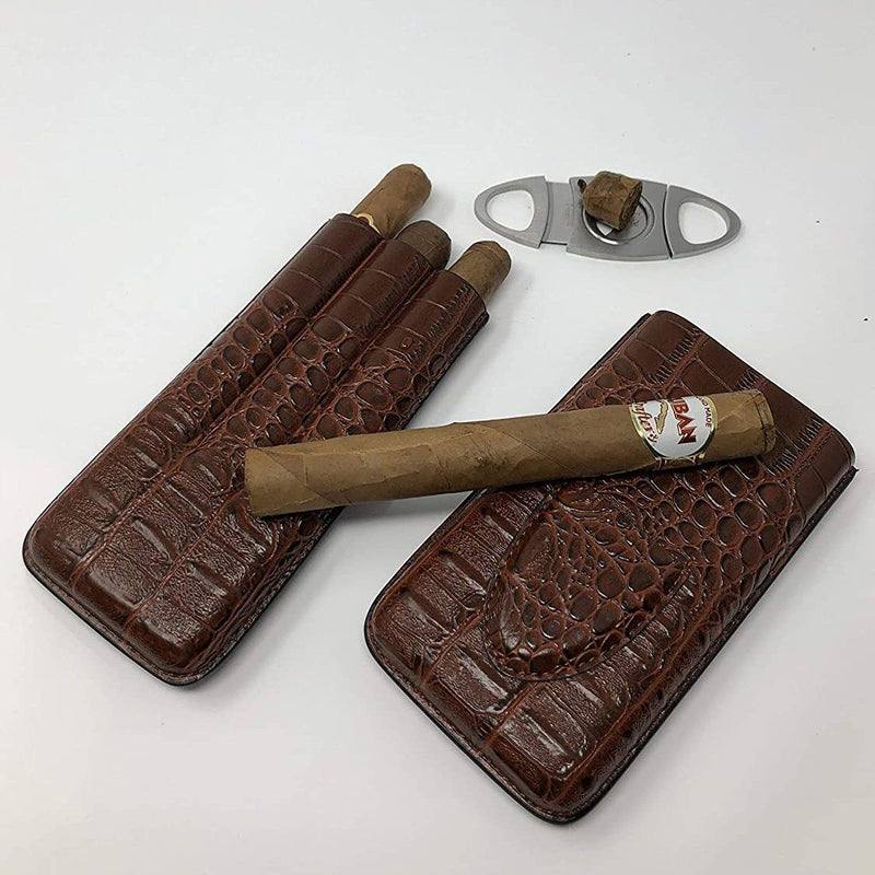 Leather Cigar Case by Mulling Room with Stainless Steel Cutter Everything Else - DailySale