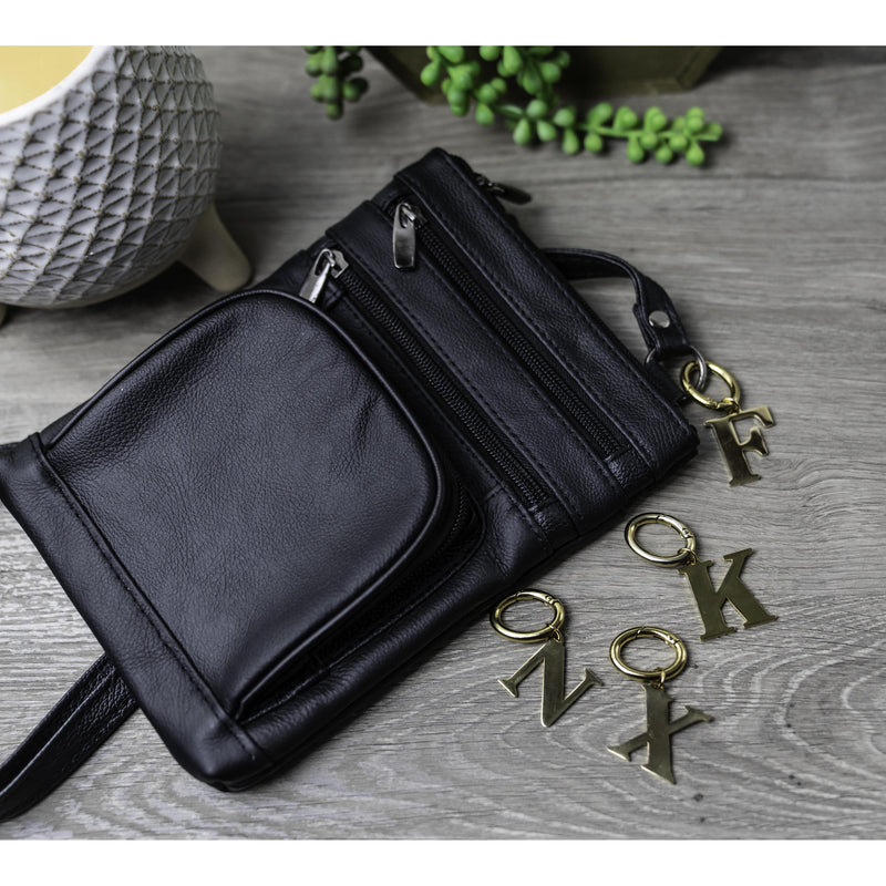 Leather Crossbody Bag with Initial Letter Key Chain Bags & Travel - DailySale