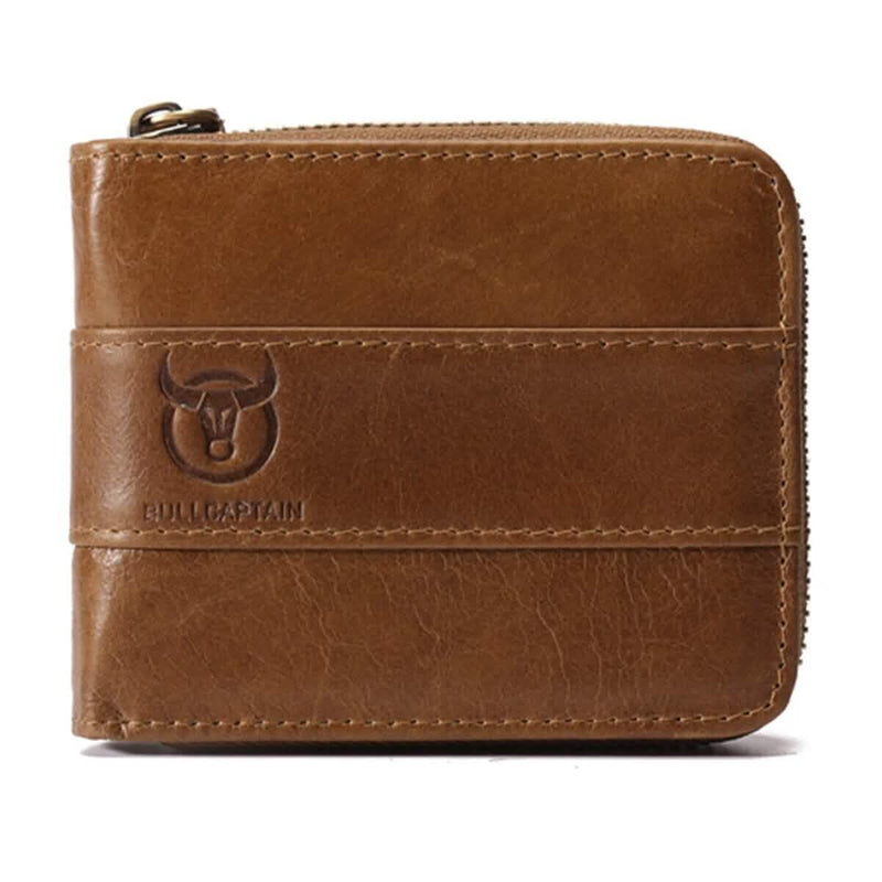 Leather Tri-Fold Anti-Magnetic Vintage 11 Card Slot Men's Wallet Men's Shoes & Accessories Brown - DailySale