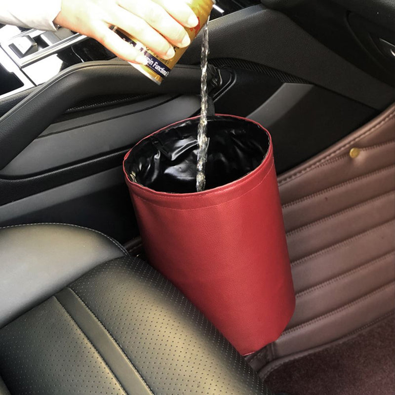 Leather Waterproof Car Trash Bin Automotive - DailySale