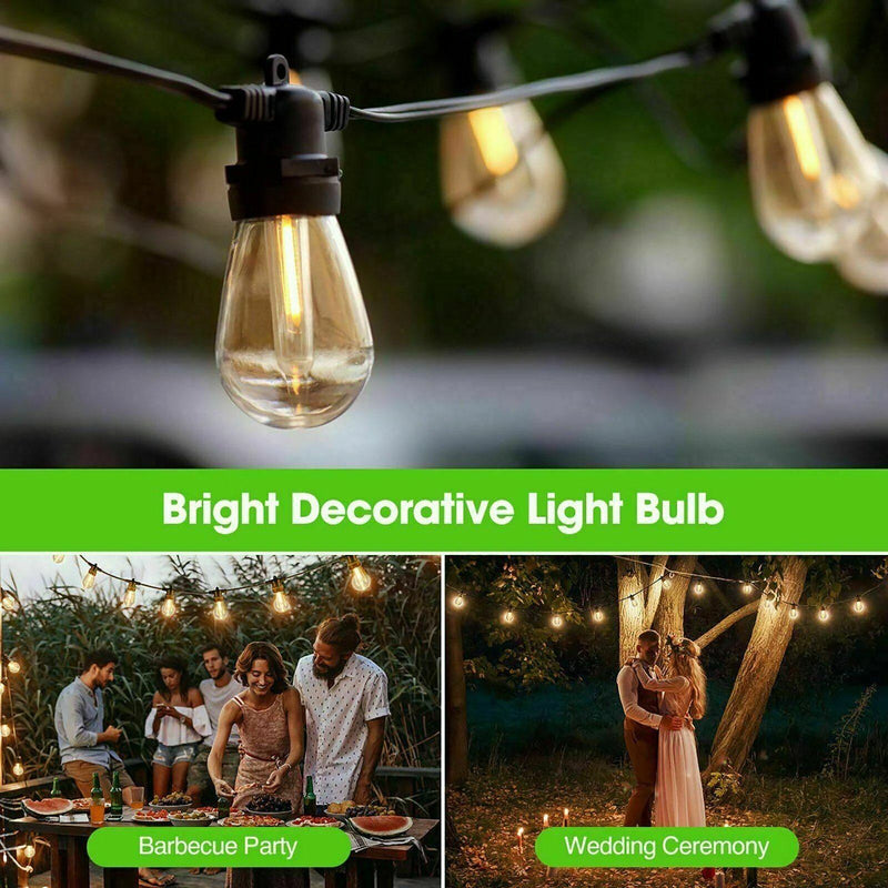 LED 15x S14 Bulbs Globe String Lights Commercial Grade Patio Outdoor Garden Lighting & Decor - DailySale