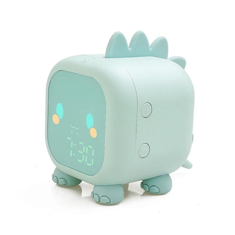 Led Cartoon Alarm Clock Voice Control Digital Household Appliances Light Green - DailySale