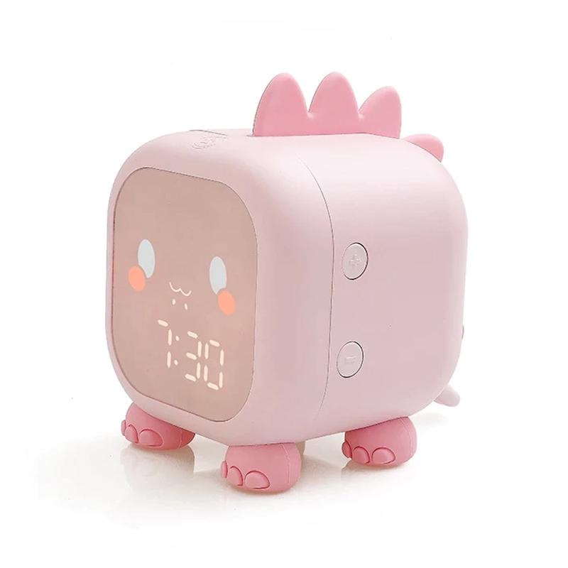 Led Cartoon Alarm Clock Voice Control Digital Household Appliances Pink - DailySale
