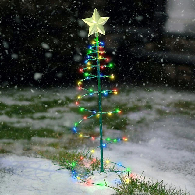 LED Christmas Tree Outdoor Solar Ground Plug Lights Holiday Decor & Apparel Multicolor - DailySale