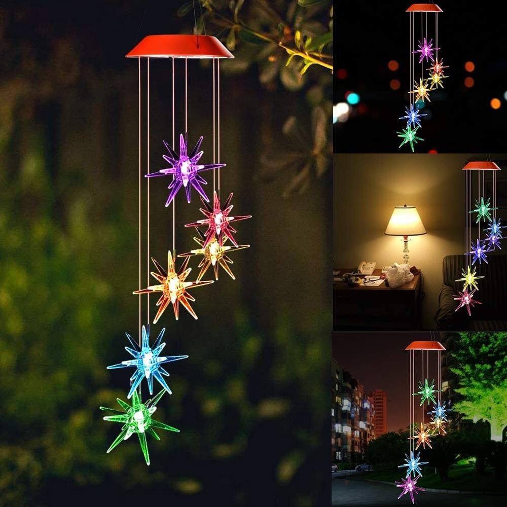 LED Color-Changing Solar Explosion Star Wind Chime String & Fairy Lights - DailySale