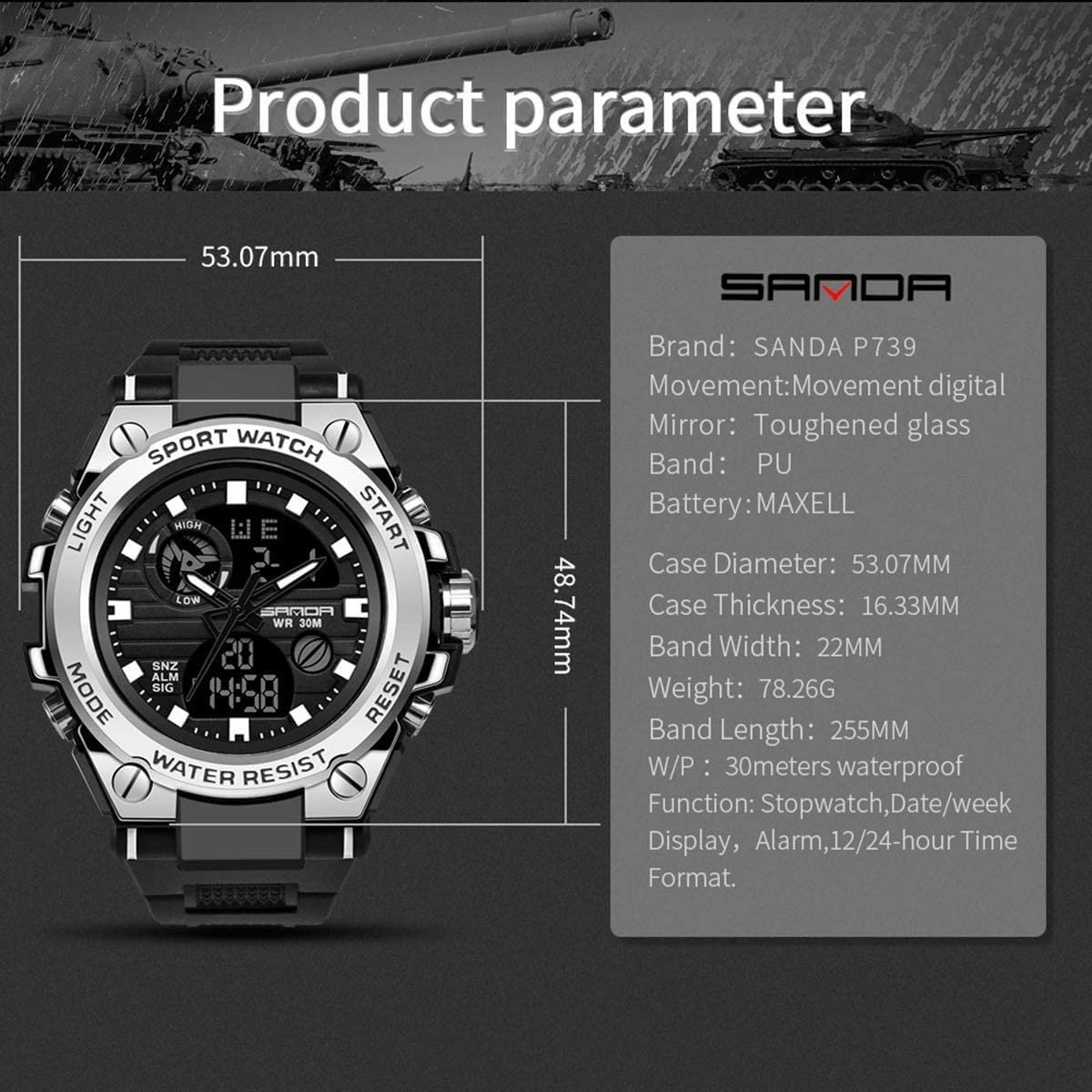 LED Digital Military Watch Classic Casual Sport Watch Men's Shoes & Accessories - DailySale