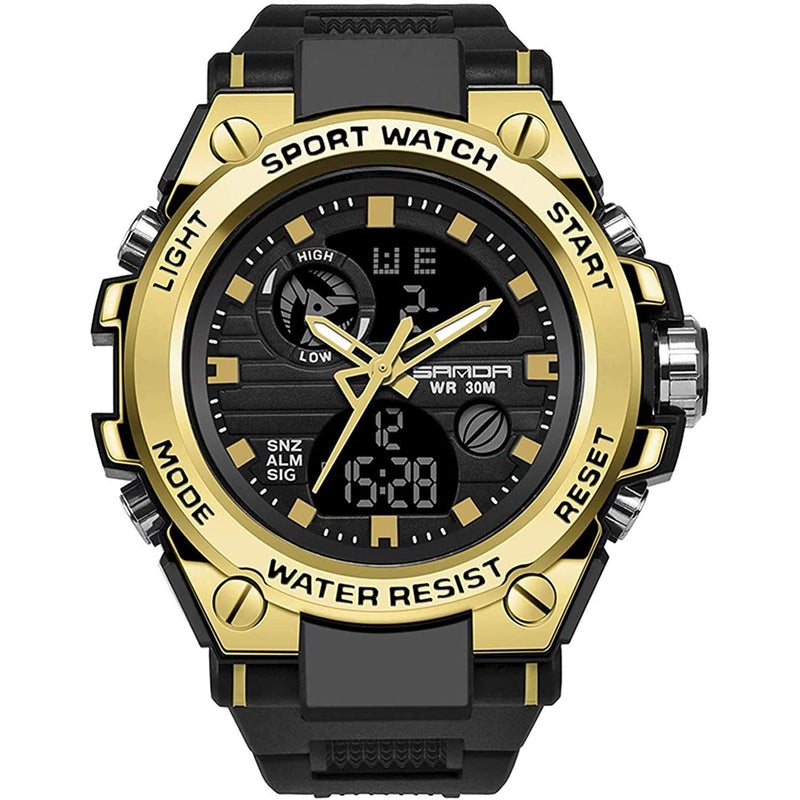 LED Digital Military Watch Classic Casual Sport Watch Men's Shoes & Accessories Gold - DailySale
