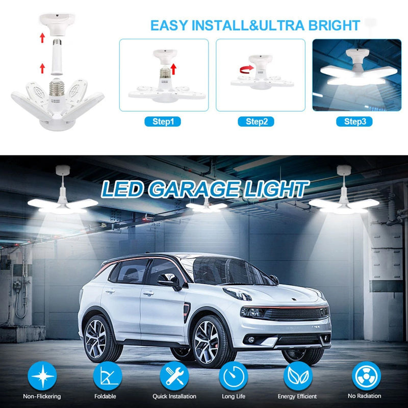 LED Dimmable Garage Ceiling Lights with 4 Adjustable Panels Indoor Lighting - DailySale