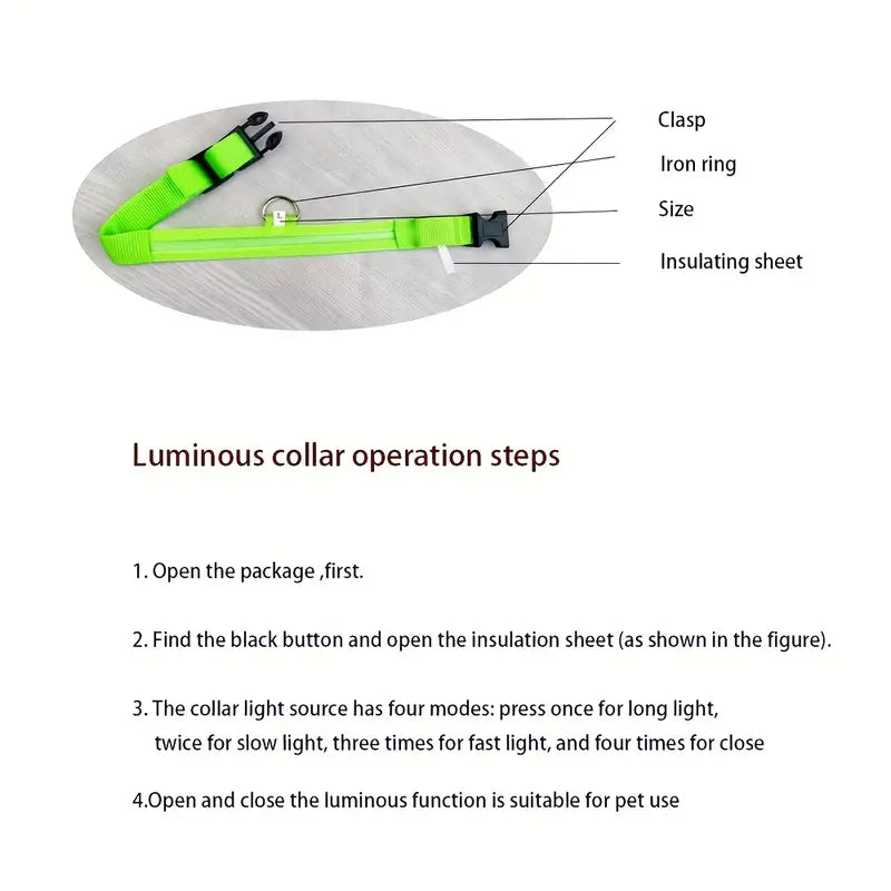LED Dog Collars Light Adjustable Flashing Luminous Collar Night Anti-Lost Pet Supplies - DailySale