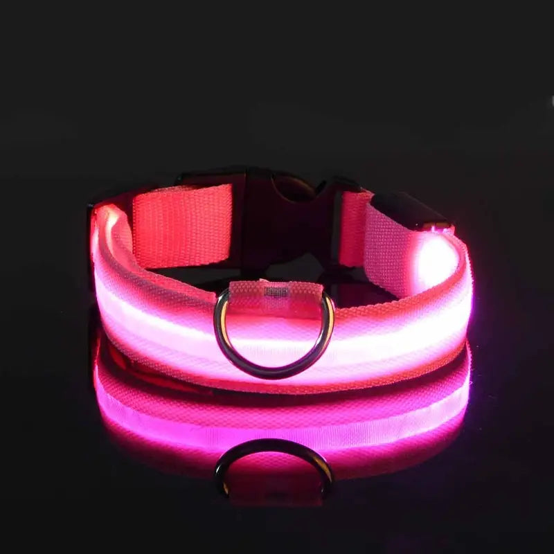 LED Dog Collars Light Adjustable Flashing Luminous Collar Night Anti-Lost Pet Supplies Pink XS - DailySale