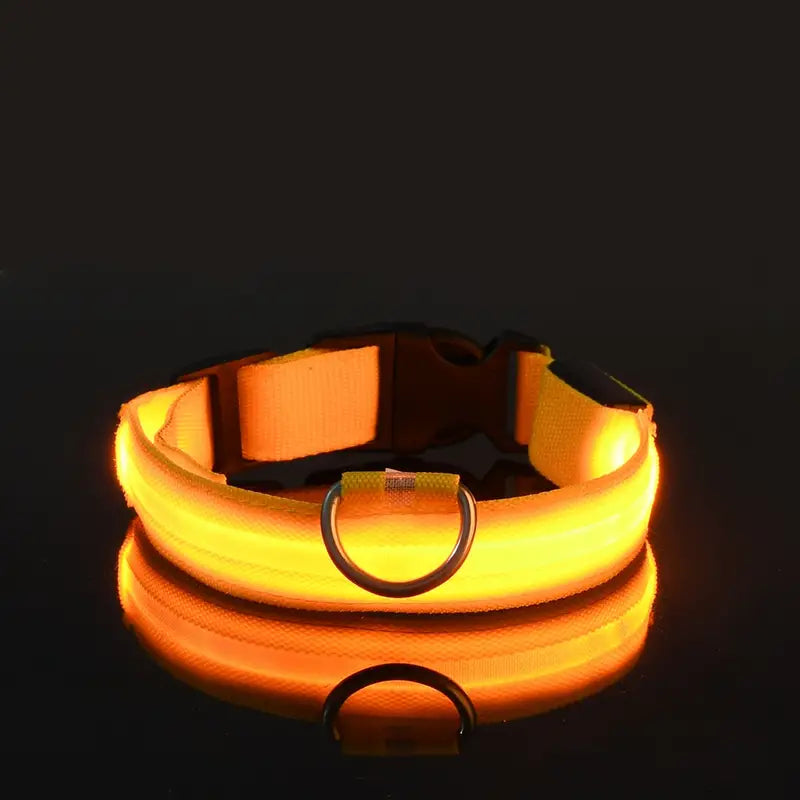 LED Dog Collars Light Adjustable Flashing Luminous Collar Night Anti-Lost Pet Supplies Yellow XS - DailySale
