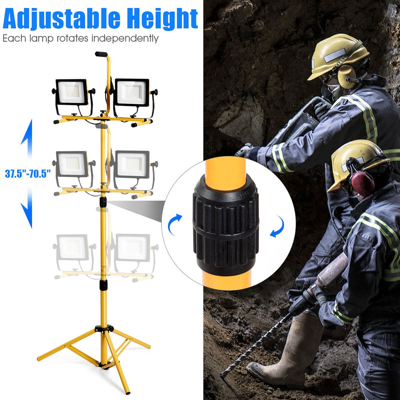 LED Dual-Head Work Light with Adjustable Tripod Stand Indoor Lighting - DailySale