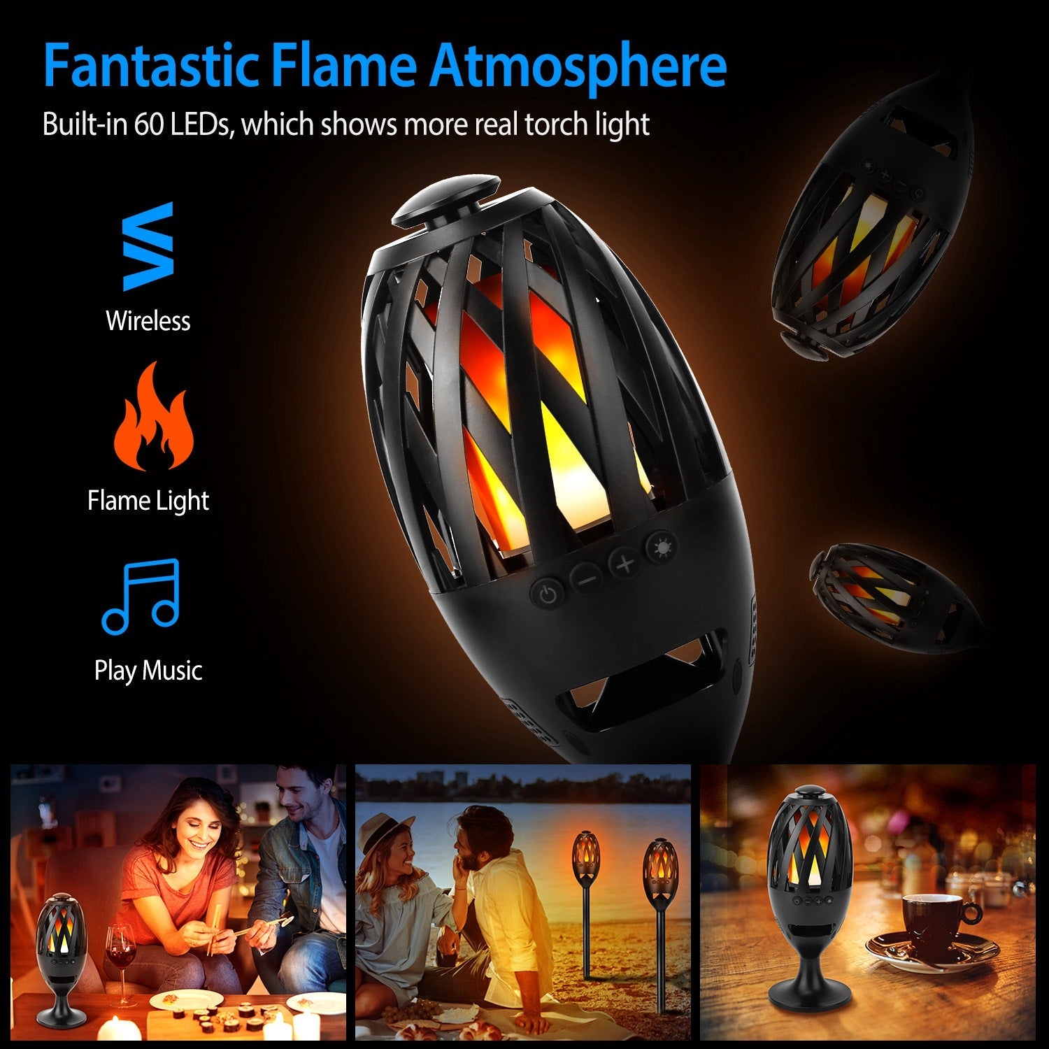 LED Flame Speakers Torch Speakers - DailySale