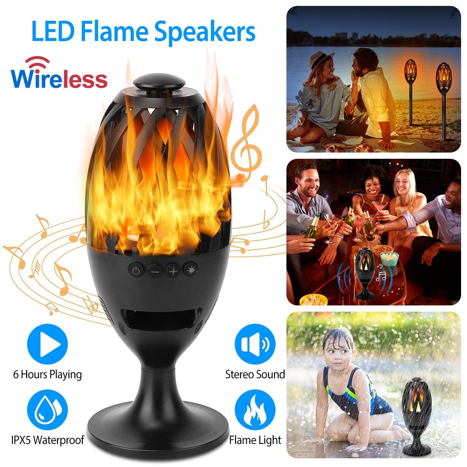 LED Flame Speakers Torch Speakers - DailySale