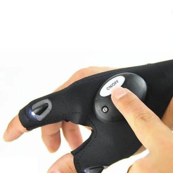 LED Flashlight Magic Strap Fingerless Gloves with 2 LED Light Sports & Outdoors - DailySale