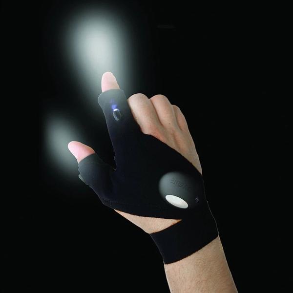 LED Flashlight Magic Strap Fingerless Gloves with 2 LED Light Sports & Outdoors - DailySale