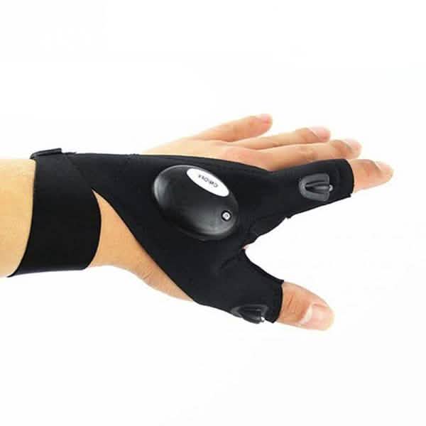 LED Flashlight Magic Strap Fingerless Gloves with 2 LED Light Sports & Outdoors Left Hand - DailySale