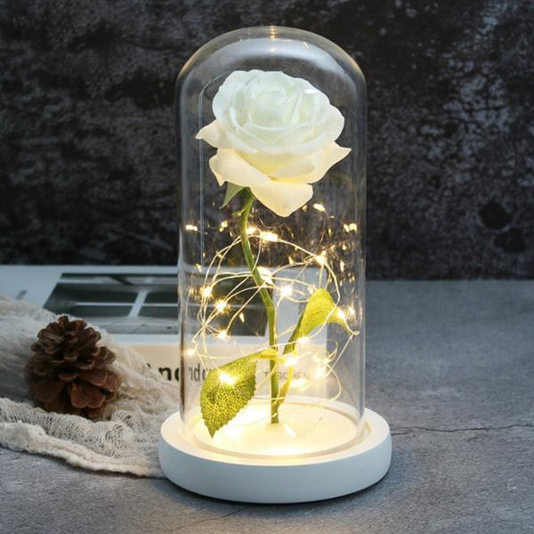 LED Glass Cover Simulation Foil Rose Flower Furniture & Decor Clear - DailySale