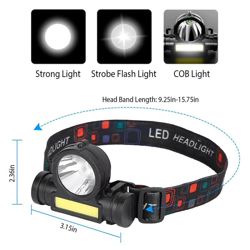 LED Headlight Super Bright Head Torch with 3 Lighting Modes Sports & Outdoors - DailySale