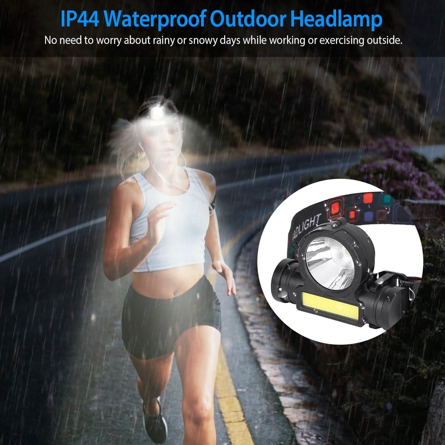 LED Headlight Super Bright Head Torch with 3 Lighting Modes Sports & Outdoors - DailySale