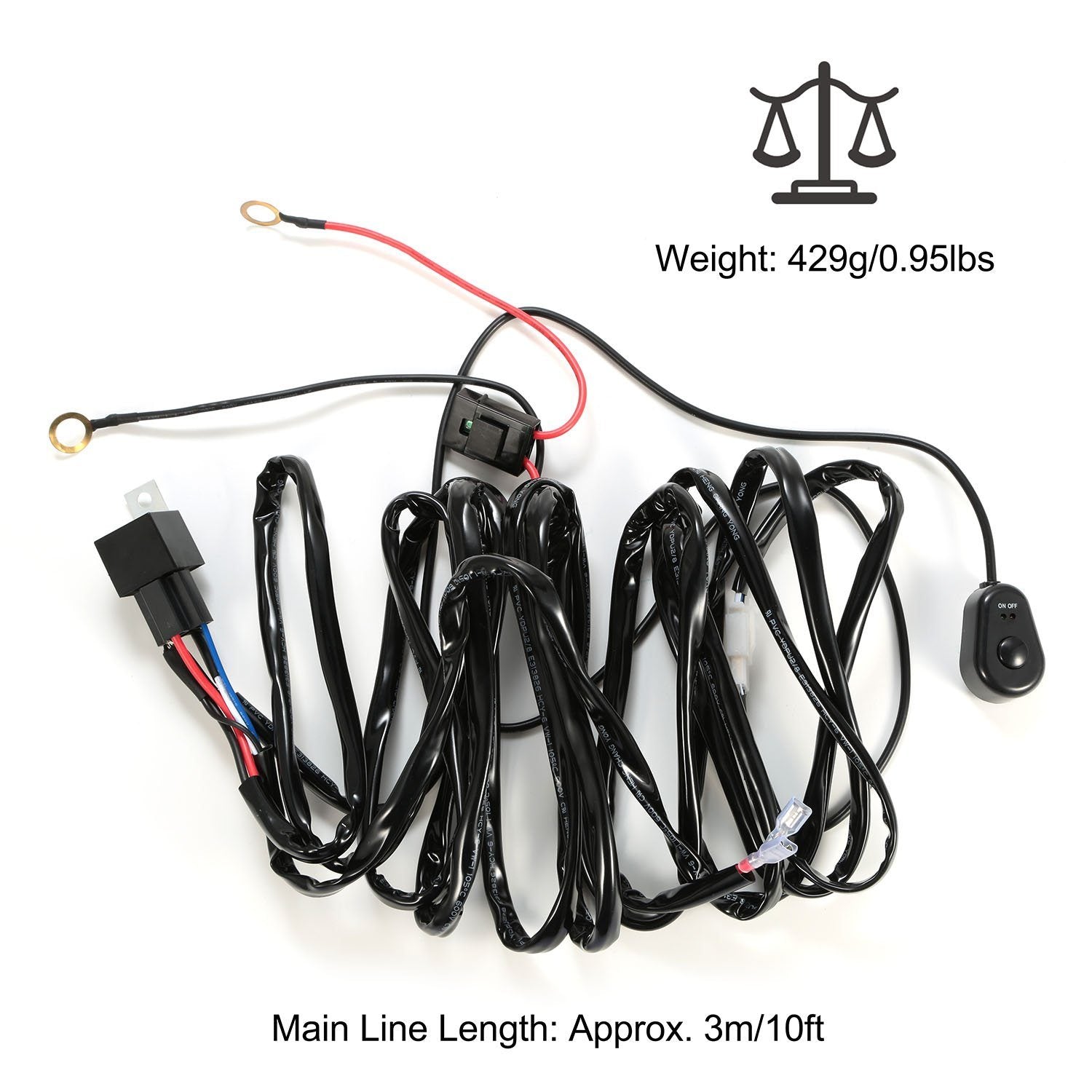 LED Light Bar Wiring Harness Kit Universal Fitment Automotive - DailySale