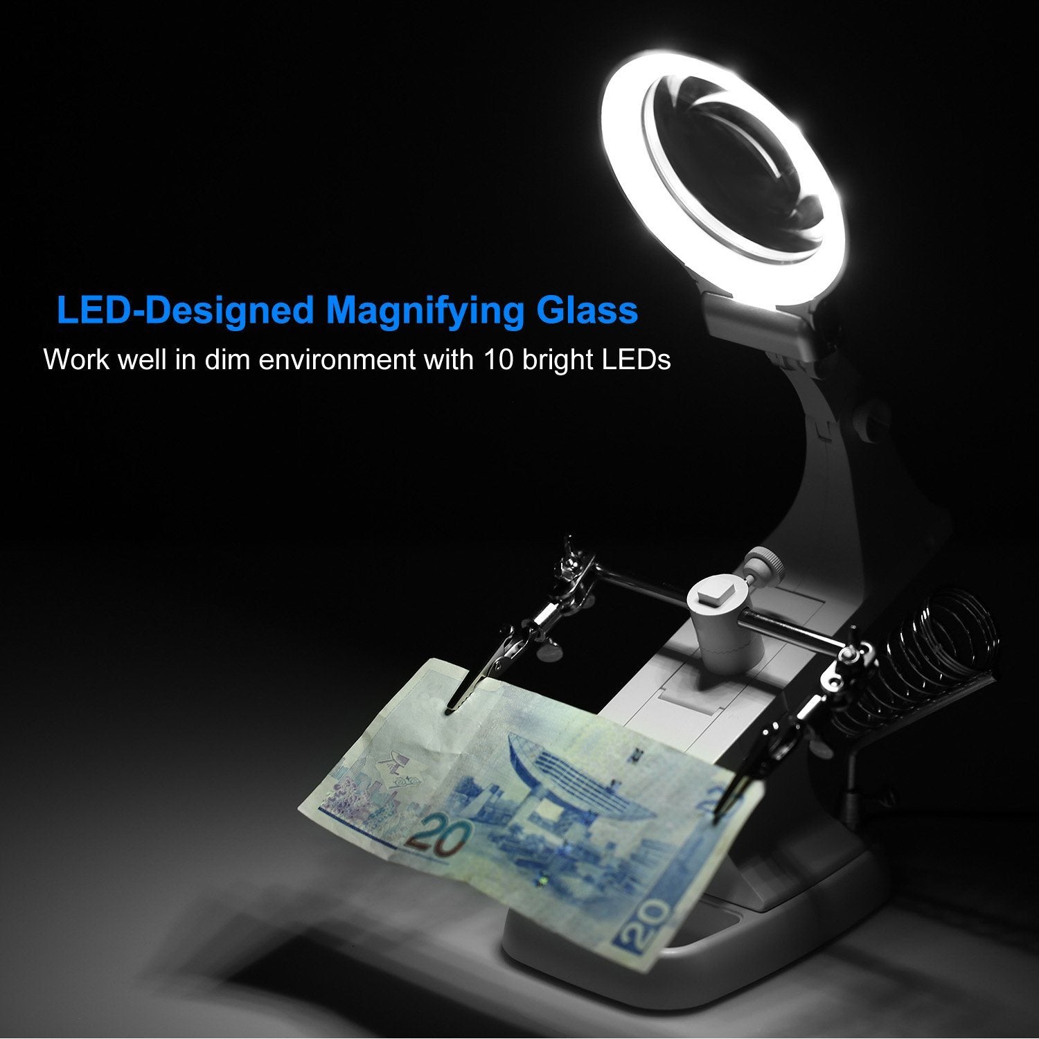 LED Lights Helping Hands Magnifying Glass Everything Else - DailySale