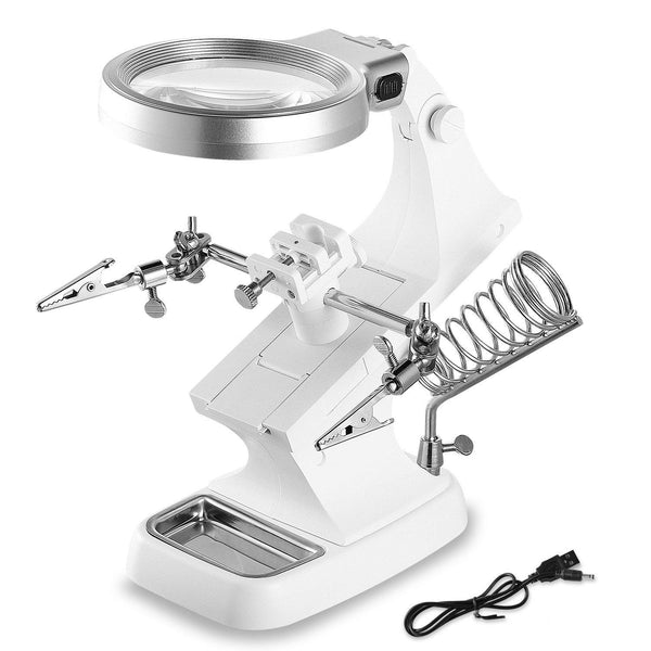 2-in-1 LED Magnifier Desk Lamp with 8x Magnifying Glass