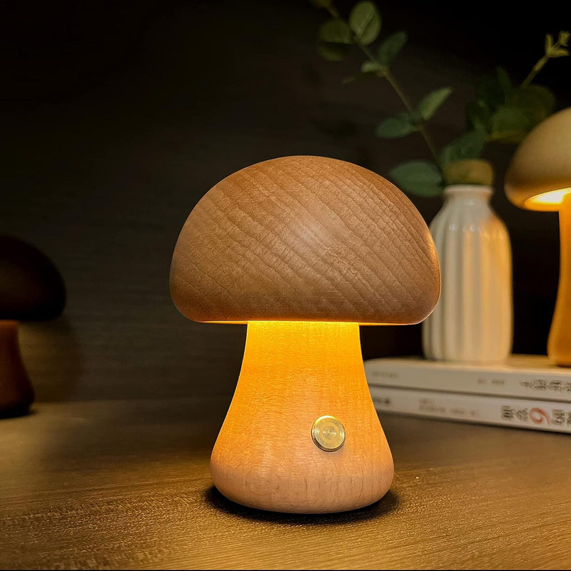 LED Rechargeable Creative Mushroom Table Lamp Indoor Lighting Brown S - DailySale
